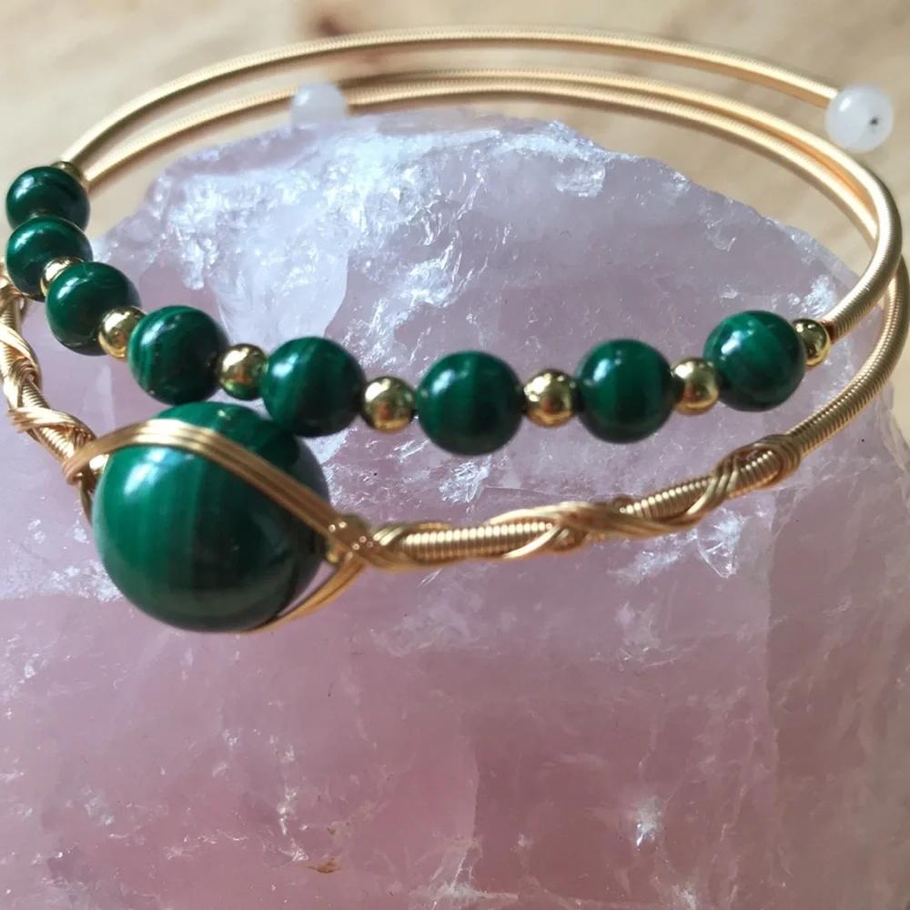 Malachite adjustable bracelet - Picture 3 of 7